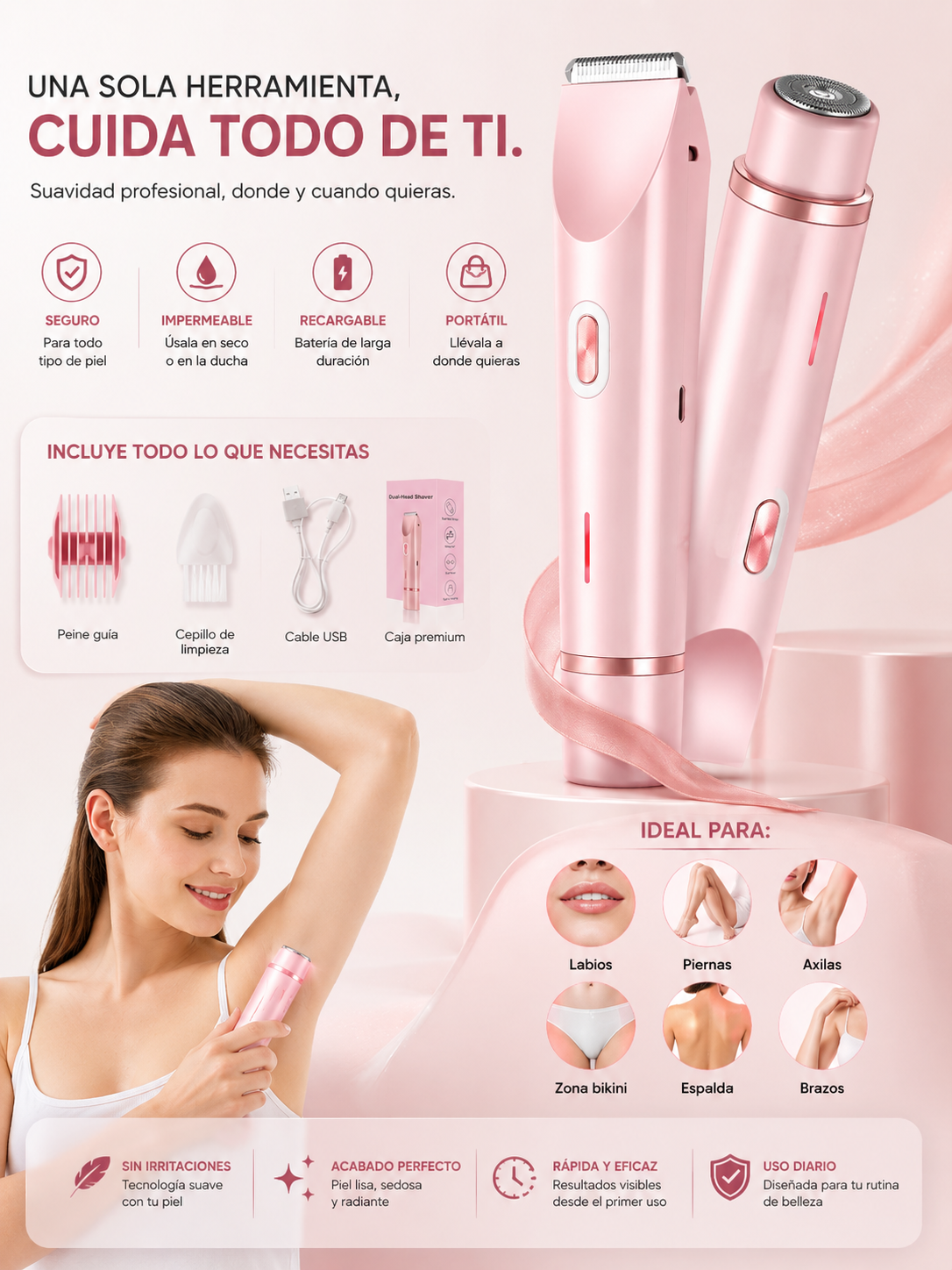 Depiladora GlowAura™ 2 en 1