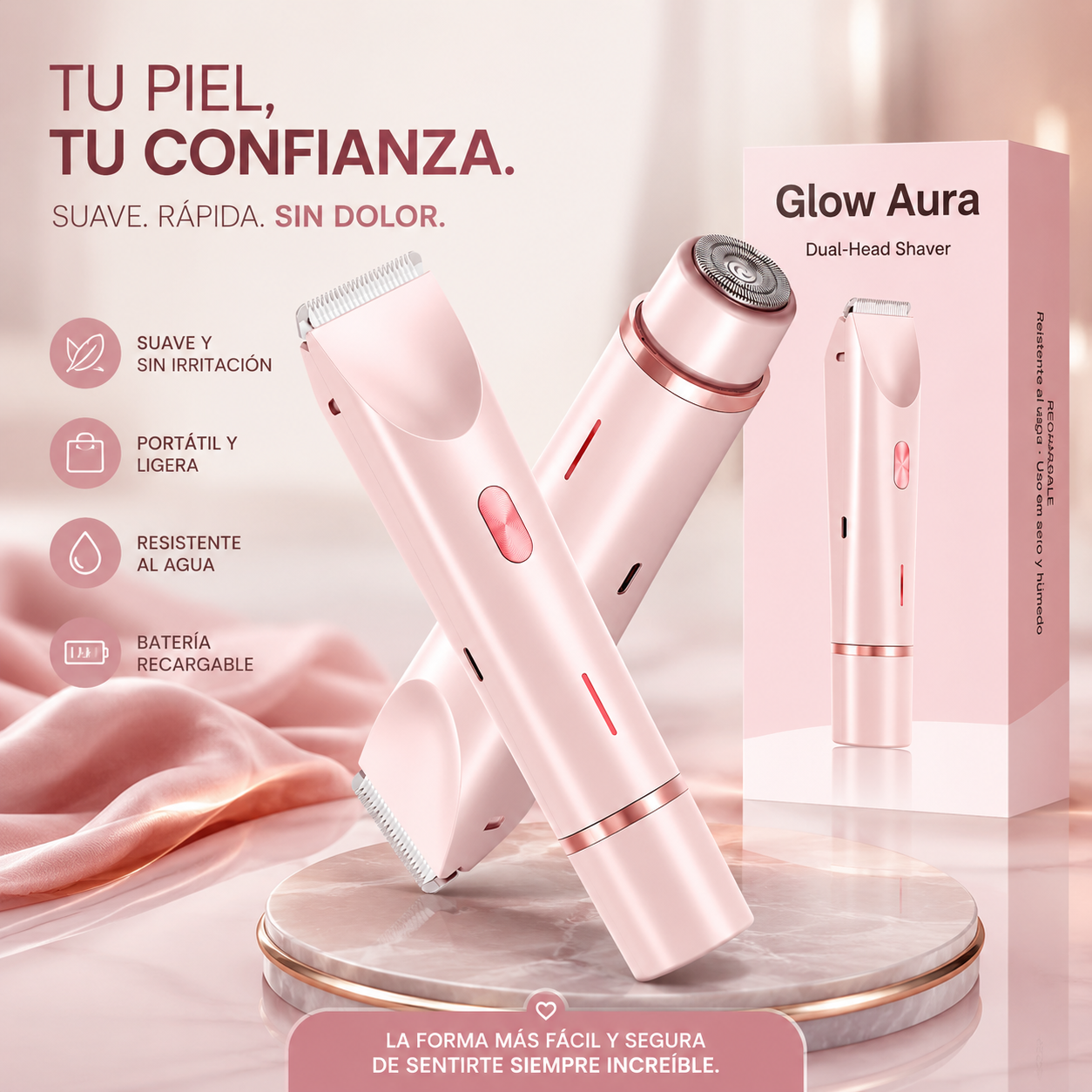 Depiladora GlowAura™ 2 en 1